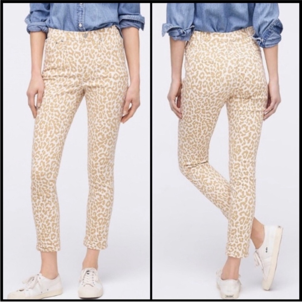 J. Crew 10” High Rise Toothpick Skinny Leopard Jeans Size 30